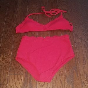 High Waisted Scalloped Bikini Set